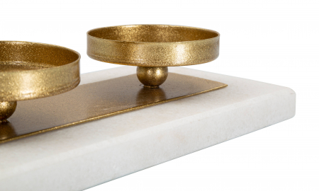 Suport lumanari Marble, Fier/Marmura, Auriu, 5x40x10 cm [1]