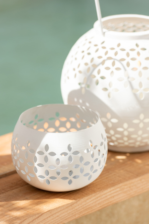 SALE % - Suport lumanari, Metal , Alb , 13x13x9.5