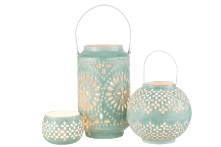 Suport lumanari, Metal , Albastru, 18x18x43 [4]