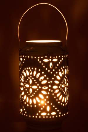 Suport lumanari, Metal , Albastru, 18x18x43 [2]