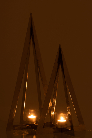 Suport lumanari, Metal, Argintiu, 19x19x58 cm [5]