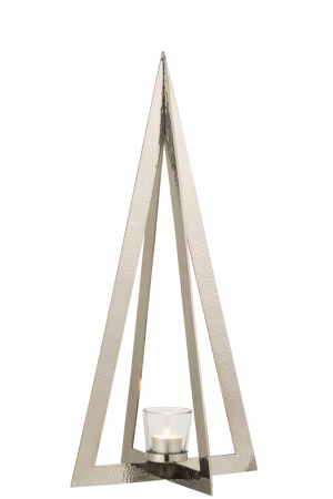 Suport lumanari, Metal, Argintiu, 19x19x58 cm [1]