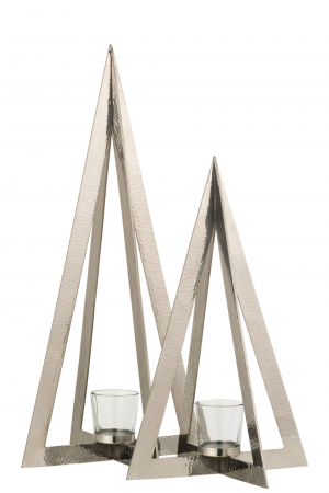 Suport lumanari, Metal, Argintiu, 19x19x58 cm [3]