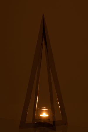 Suport lumanari, Metal, Argintiu, 19x19x58 cm [2]