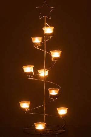Suport lumanari, Metal, Argintiu, 24x24x70 cm [2]