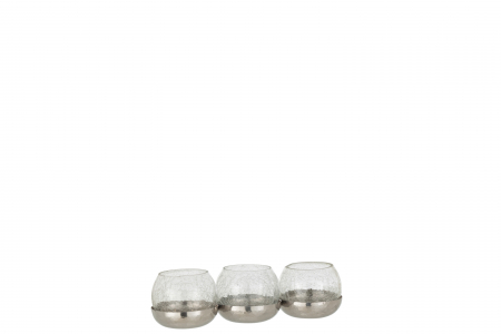 SALE % - Suport lumanari, Metal, Argintiu, 27x9x7.5 cm
