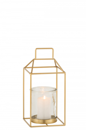 Suport lumanari, Metal, Auriu, 13x13x28 cm [1]