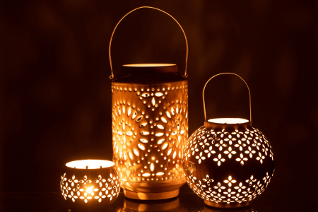 Suport lumanari, Metal , Galben, 18x18x45 [5]