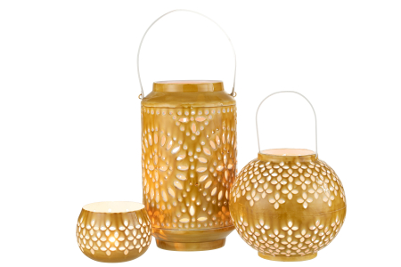 Suport lumanari, Metal , Galben, 18x18x45 [4]