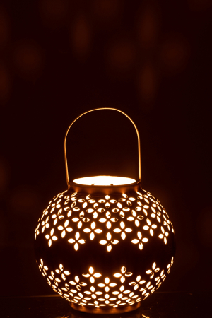 Suport lumanari, Metal , Galben, 20x20x29 [3]