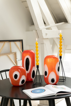 SALE % - Suport lumanari, Metal , Negru, 12x12x38.5