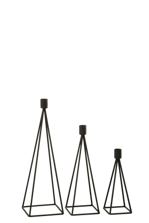 Suport lumanari, Metal , Negru, 12x12x38.5 [3]