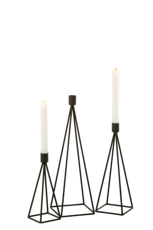 Suport lumanari, Metal , Negru, 12x12x38.5 [2]