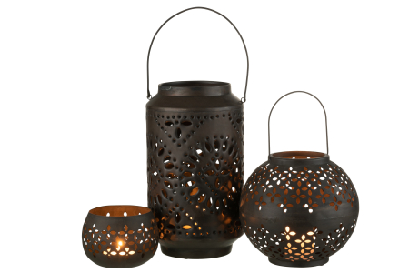 Suport lumanari, Metal , Negru, 18x18x45 [4]