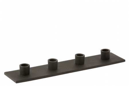 Suporturi lumanari - Suport lumanari, Metal, Negru, 40.5x9x3 cm