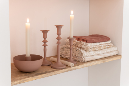 Suport lumanari, Metal , Roz, 10.5x10.5x5.5 [3]