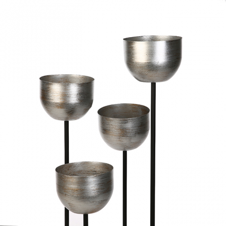 Suport flori Quattro, metalic, argintiu/negru, 97x36x36 cm [3]