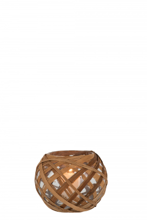 Suport lumanari, Rachita/bambus, Maro, 18.5x18.5x14.5cm [1]