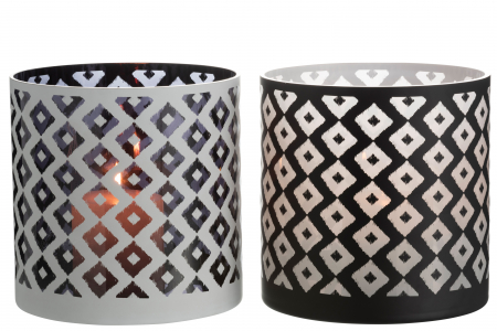 Set 2 suporturi pentru lumanari, Sticla, Alb, 24.5x24.5x24.5 cm [1]
