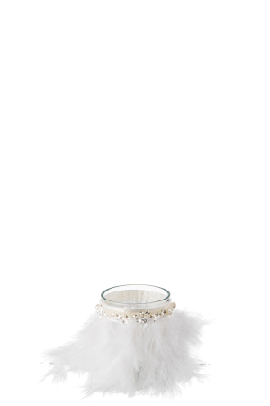 SALE % - Suport lumanari, Sticla, Alb, 6x6x7.5