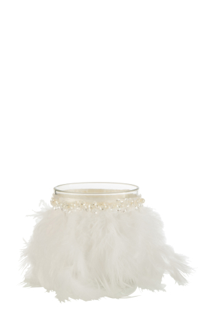 SALE % - Suport lumanari, Sticla, Alb, 9x9x9