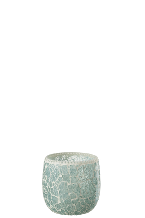 SALE % - Suport lumanari, Sticla, Albastru, 11.5x11.5x12.5