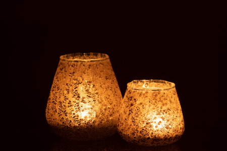 Suport lumanari, Sticla, Albastru, 11.5x11.5x12 [5]