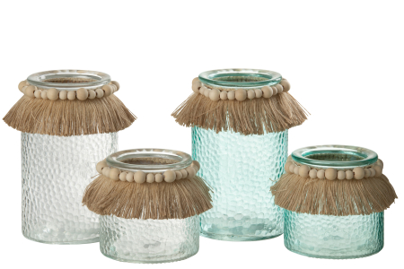 Suport lumanari, Sticla, Albastru, 11.5x11.5x18 [2]