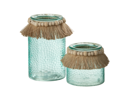 Suport lumanari, Sticla, Albastru, 11.5x11.5x18 [1]