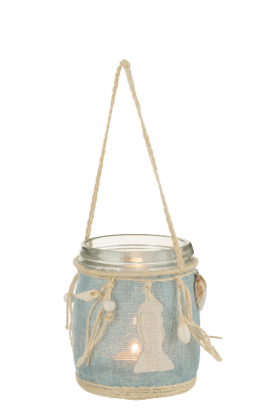 Suport lumanari, Sticla, Albastru, 11x11x13 [1]