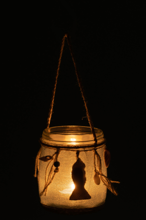 Suport lumanari, Sticla, Albastru, 11x11x13 [2]