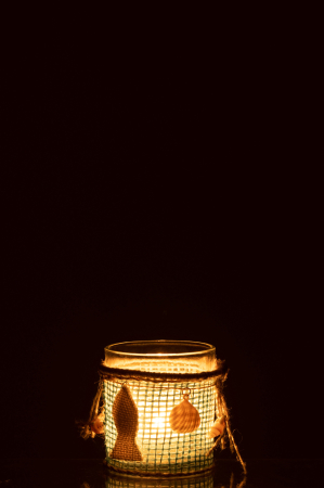 Suport lumanari, Sticla, Albastru, 8x8x8 [3]