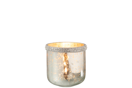 Suport lumanari, Sticla, Argintiu, 10.5x10.5x10.5 [1]