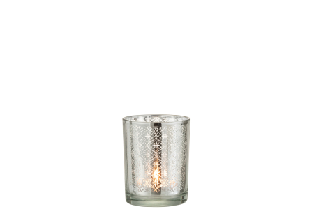 Suport lumanari, Sticla, Argintiu, 10x10x12.5 [1]