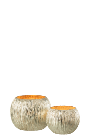 Suport lumanari, Sticla, Argintiu, 10x10x8 [4]