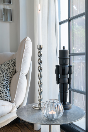 SALE % - Suport lumanari, Sticla, Argintiu, 11x11x9.5