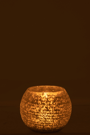 Suport lumanari, Sticla, Argintiu, 12x12x9.5 [2]