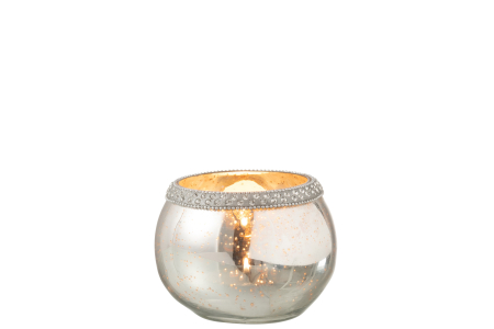 Suport lumanari, Sticla, Argintiu, 13x13x10 [1]