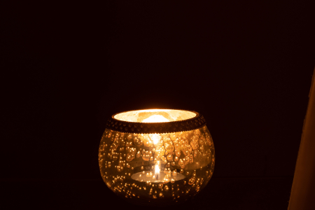 Suport lumanari, Sticla, Argintiu, 13x13x10 [2]