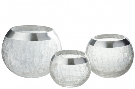 Suport lumanari, Sticla, Argintiu, 15.5x15.5x12.5 cm [1]