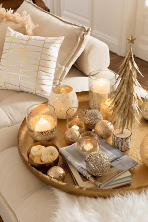 Suport lumanari, Sticla, Argintiu, 16x16x20 cm [0]