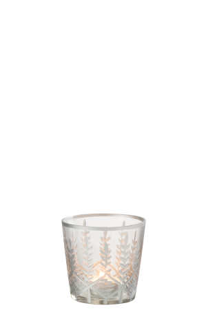 Suport lumanari, Sticla, Argintiu, 9.5x9.5x9 [2]