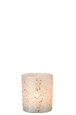 Suport lumanari, Sticla, Argintiu, 9x9x10 [2]