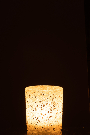 Suport lumanari, Sticla, Argintiu, 9x9x10 [3]