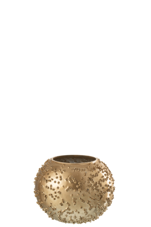 SALE % - Suport lumanari, Sticla, Auriu, 10.5x10.5x8.5