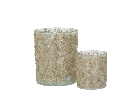 Suport lumanari, Sticla, Auriu, 10x10x12.5 [3]