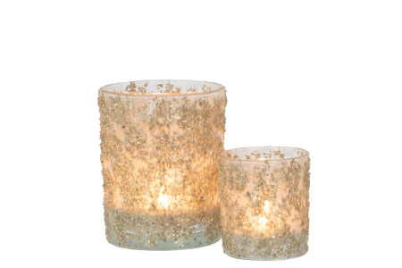 Suport lumanari, Sticla, Auriu, 10x10x12.5 [4]