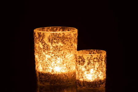 Suport lumanari, Sticla, Auriu, 10x10x12.5 [5]