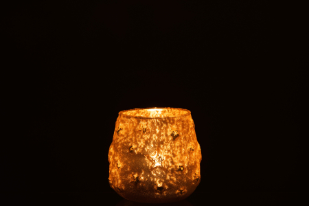 Suport lumanari, Sticla, Auriu, 11.5x11.5x11 [2]