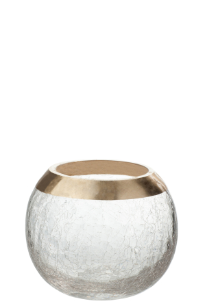 SALE % - Suport lumanari, Sticla, Auriu, 12x12x10.5